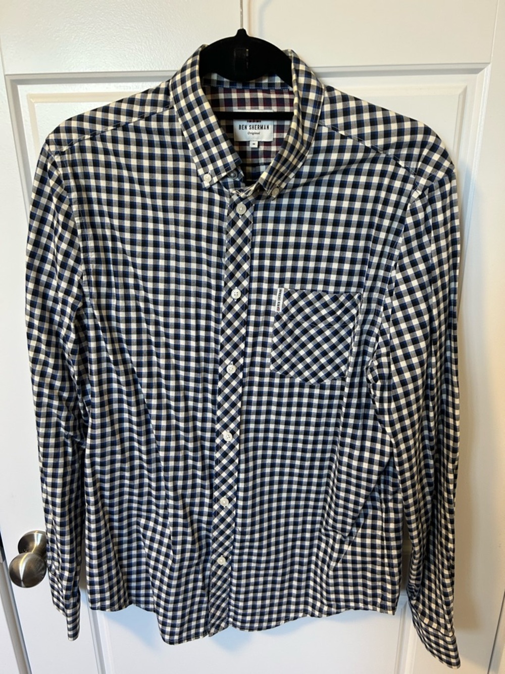 Ben Sherman Navy and White Check Button-Down Shirt